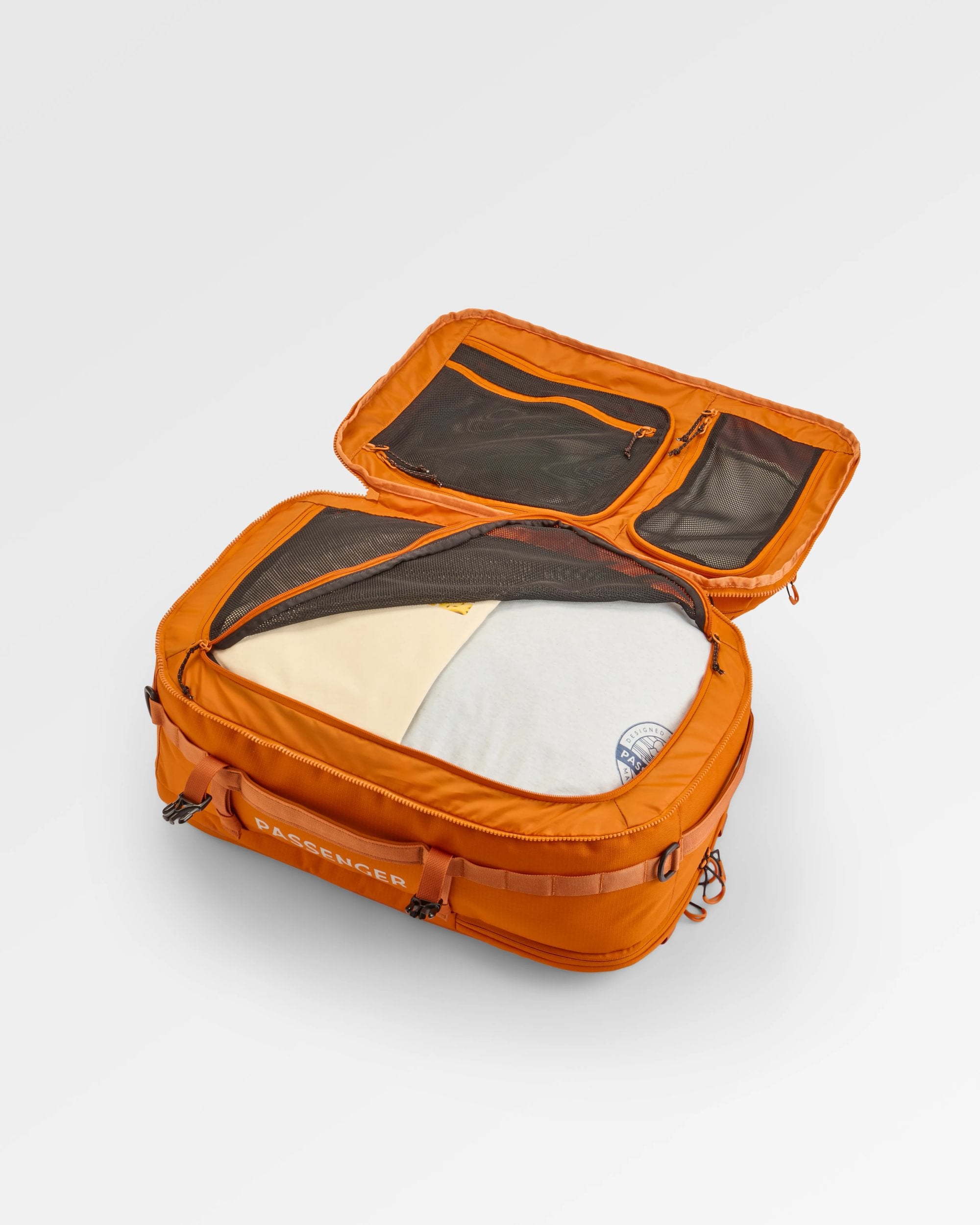 Atlas Recycled Backpack Duffel - Sunrise Orange - Flatlay