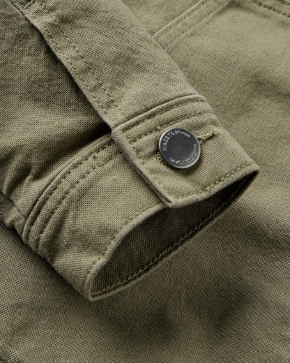Vantage Lined Organic Cotton Canvas Jacket - Dusty Olive - Flatlay