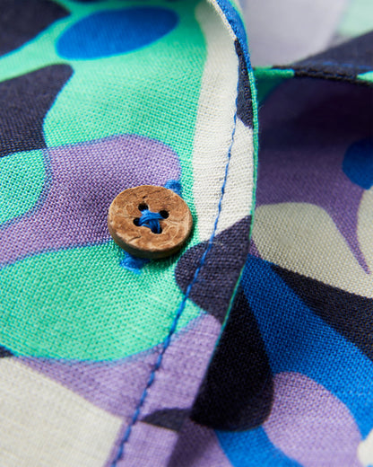 Arden Linen Short Sleeve Shirt - Mountain Foliage Purple - Flatlay
