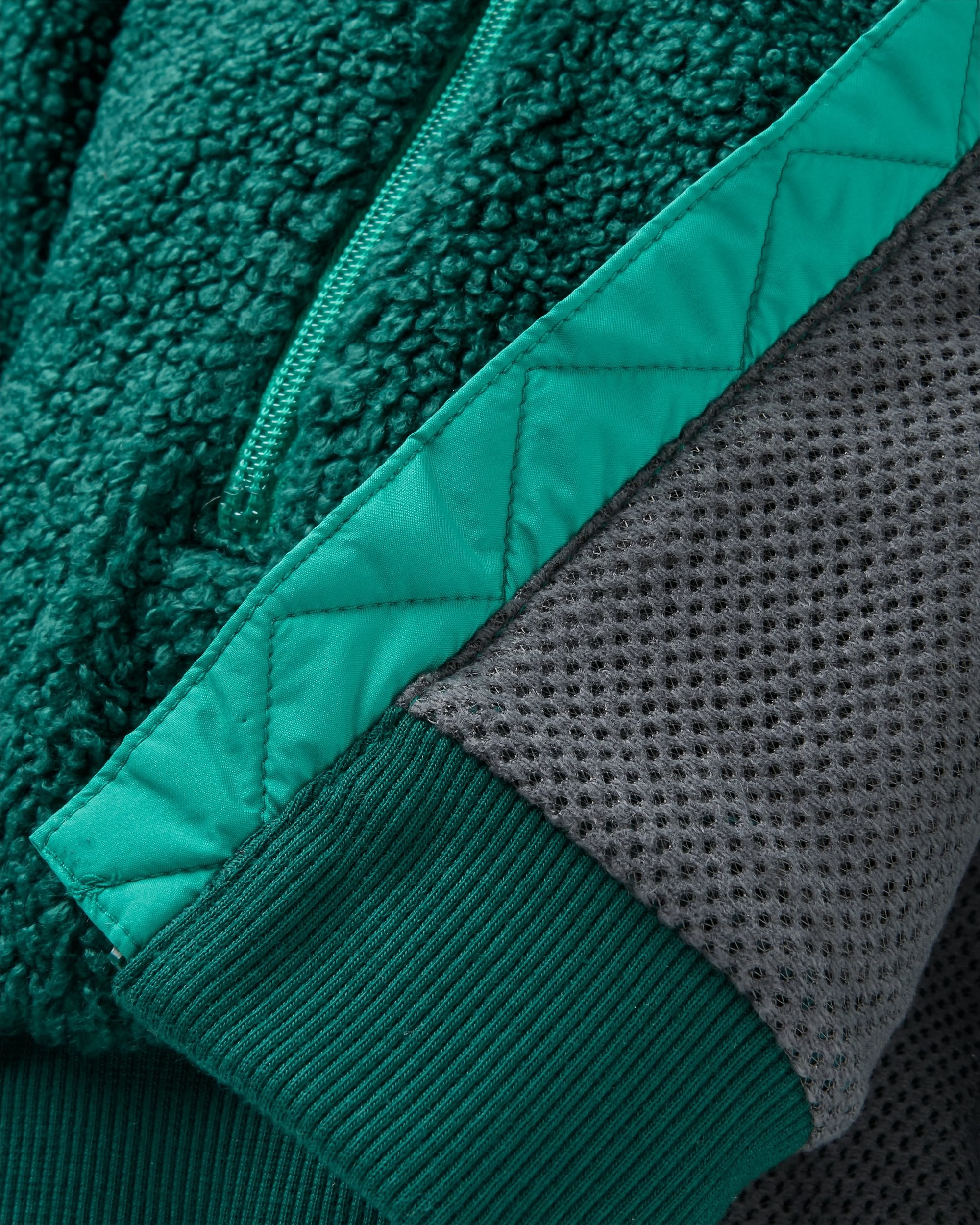 Joy Full Zip Hooded Sherpa Fleece - Greenlake/Rain Forest - Flatlay