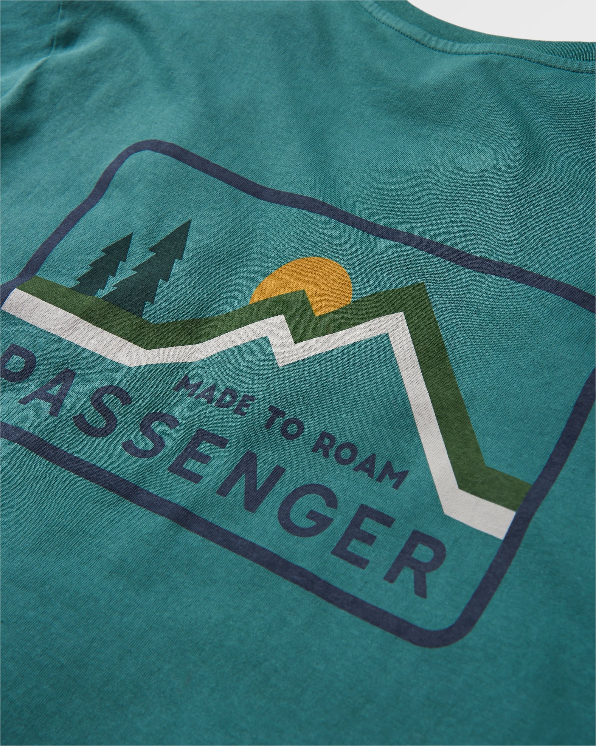 Made To Roam Recycled Cotton T-Shirt - Deep Ocean - Flatlay