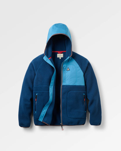 Offgrid Full Zip Hooded Sherpa Fleece - Rich Navy - Flatlay