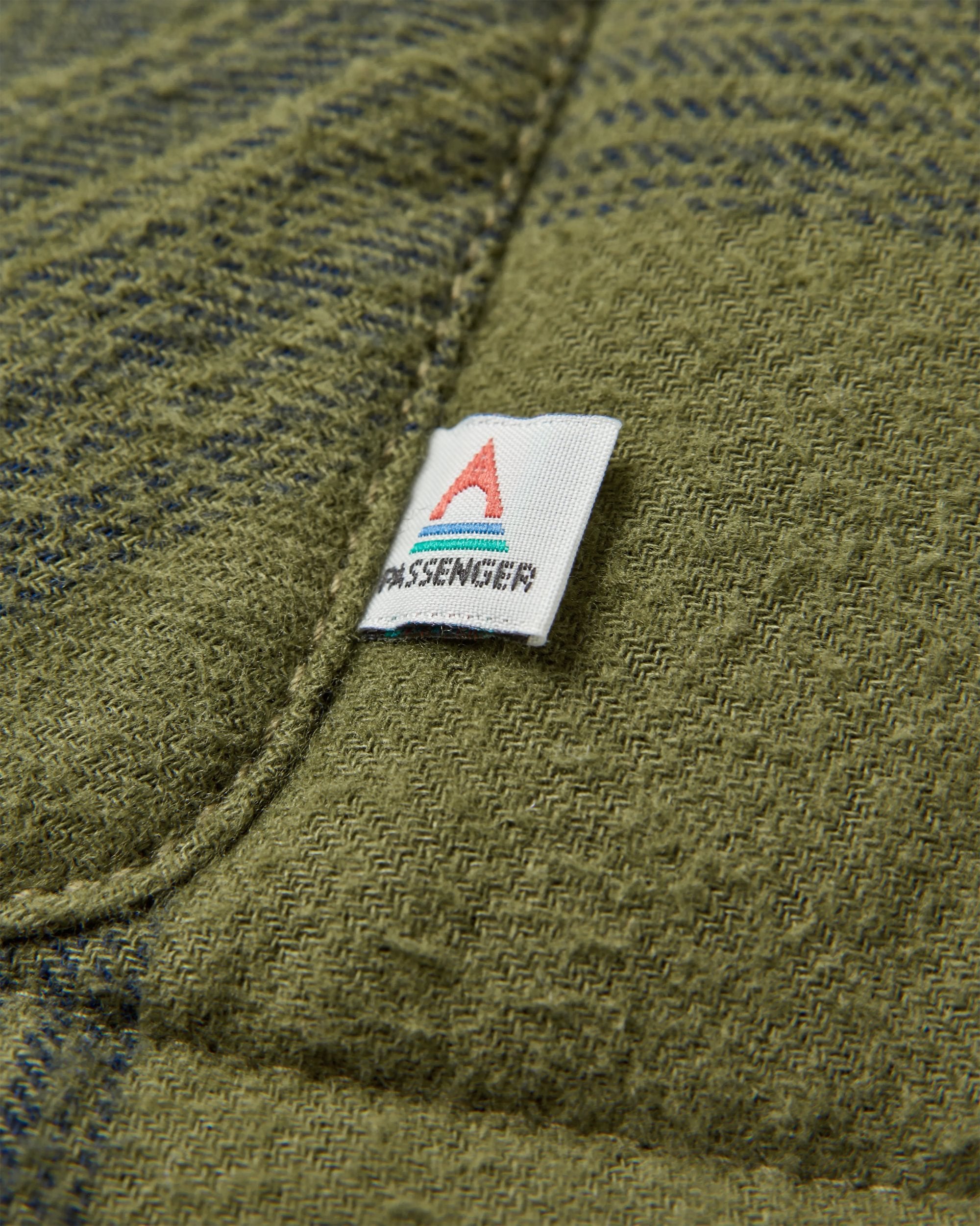 Taranaki Quilted Overshirt - Navy/Khaki Check - Flatlay