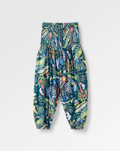 Daylily Loose Trouser - Abstract Seaweed Tidal Blue - Flatlay