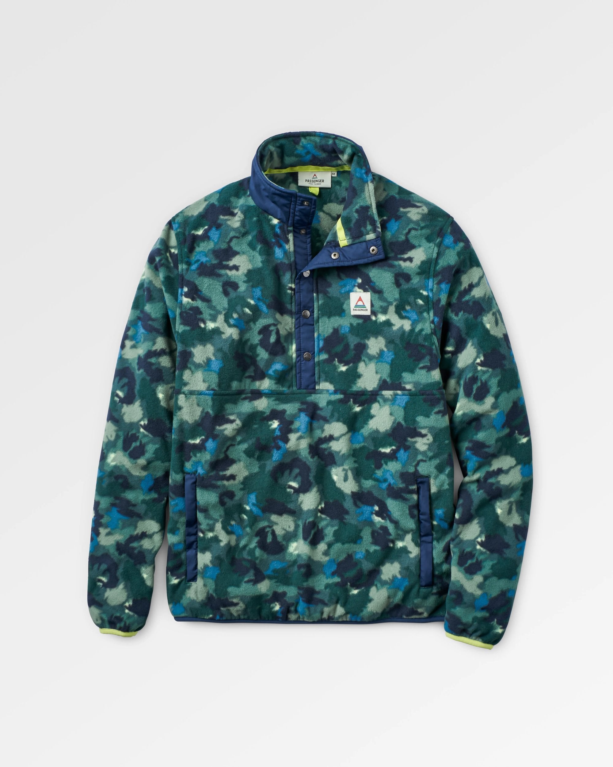 Adrift Recycled Polar Fleece - Alpine Camo Rain Forest - Flatlay