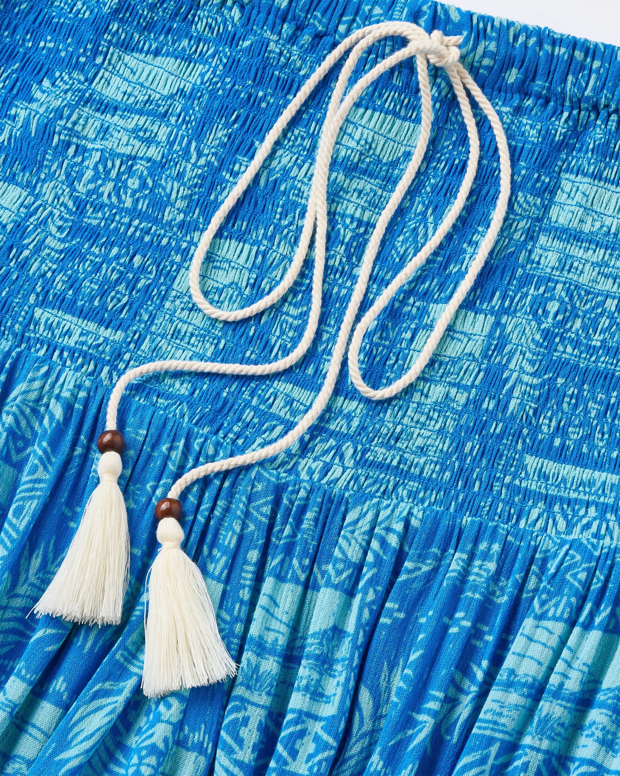 Daylily Loose Trouser - Patchwork Marine Blue - Flatlay