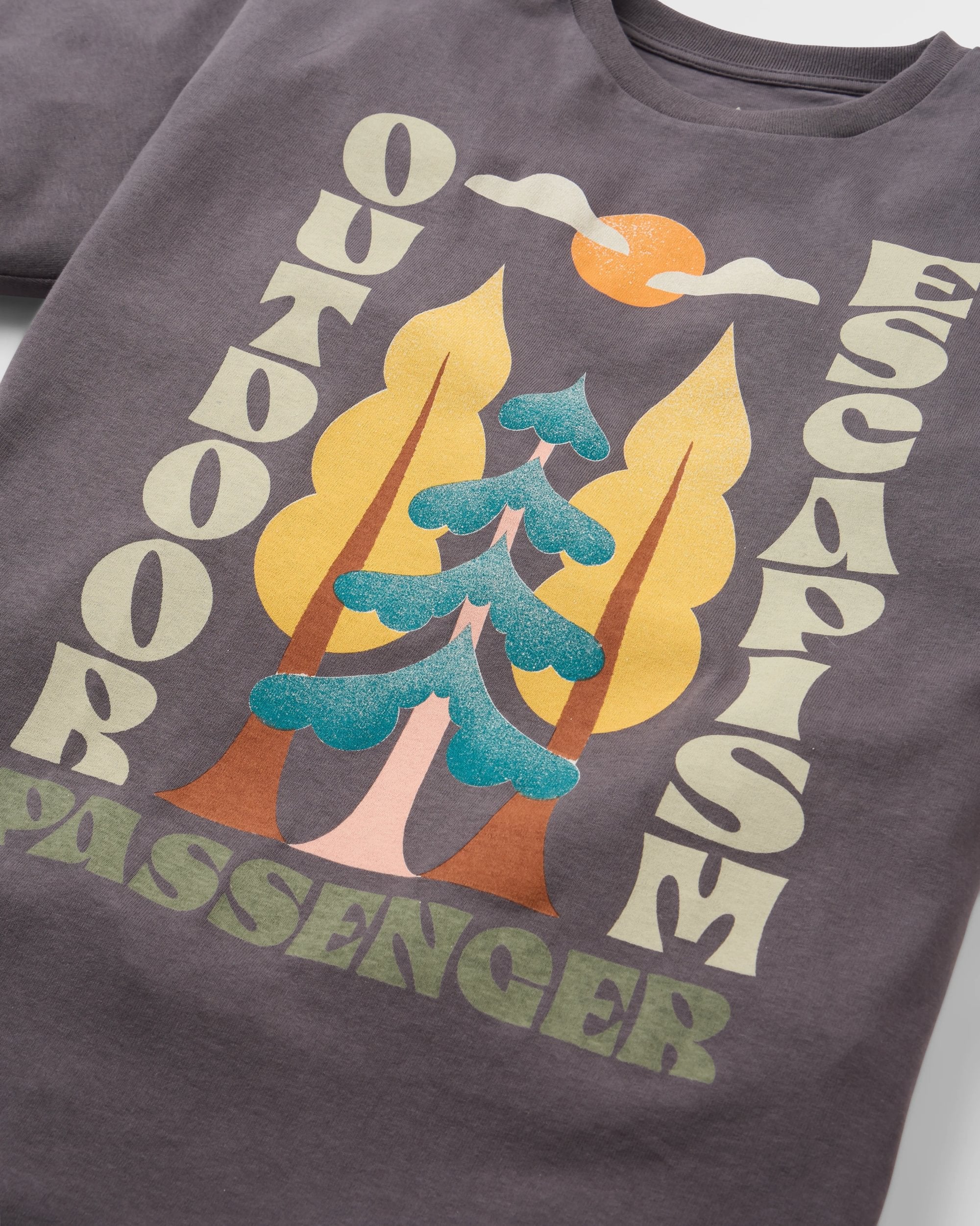 Tall Pines Women's Recycled Cotton T-shirt - Charcoal - Flatlay