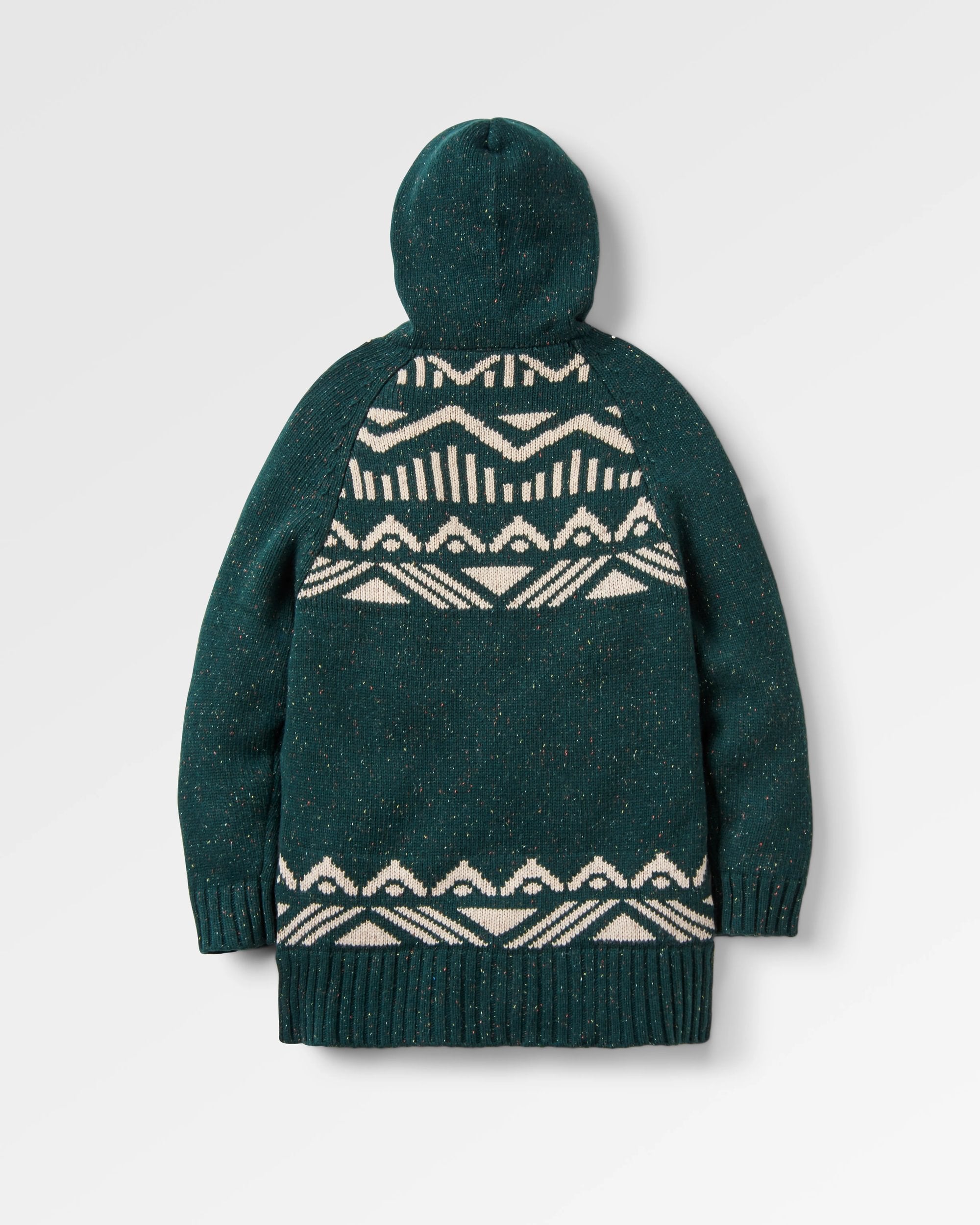 Snoozle Recycled Knitted Hooded Cardigan - Rain Forest - Flatlay