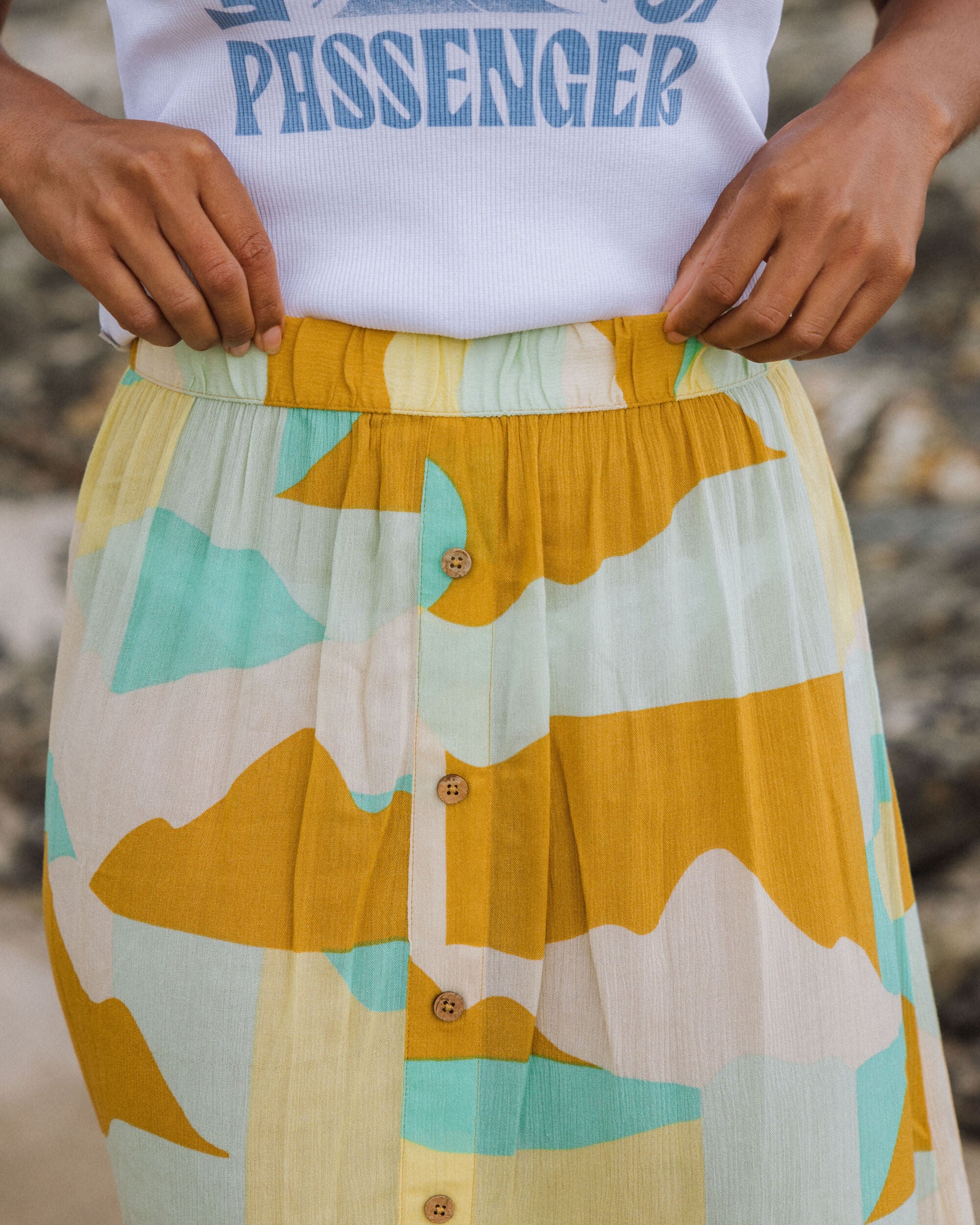Hannah Skirt - Vista Patchwork Yellow - Lifestyle