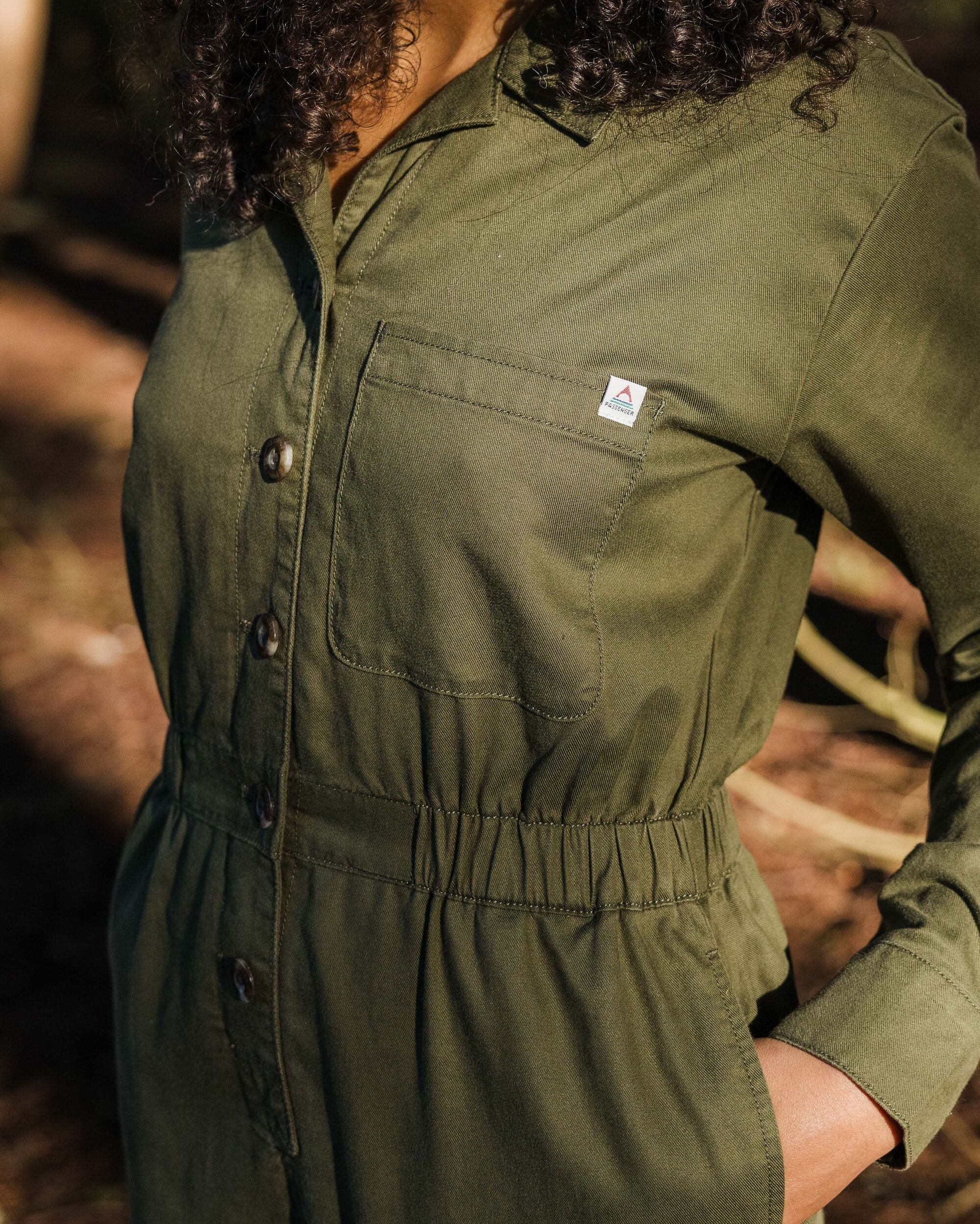 Resonate Boiler Suit - KhakiResonate Organic Cotton Boiler Suit - Khaki - Lifestyle