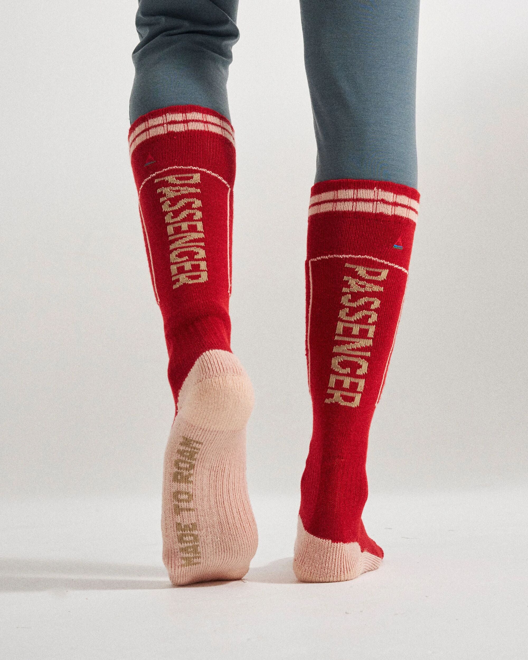 Snowscape Socks - Red Ochre - Studio Model