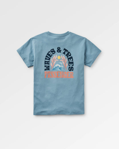 Dawning Recycled Cotton T-shirt - Faded Denim - Flatlay