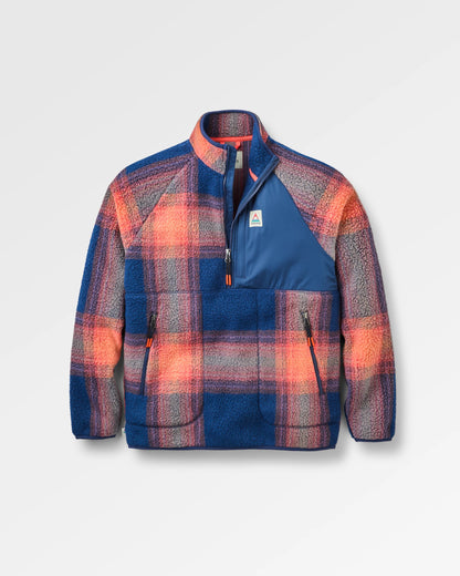 Home Sherpa Fleece - Rich Navy/ Red Ochre Check - Flatlay