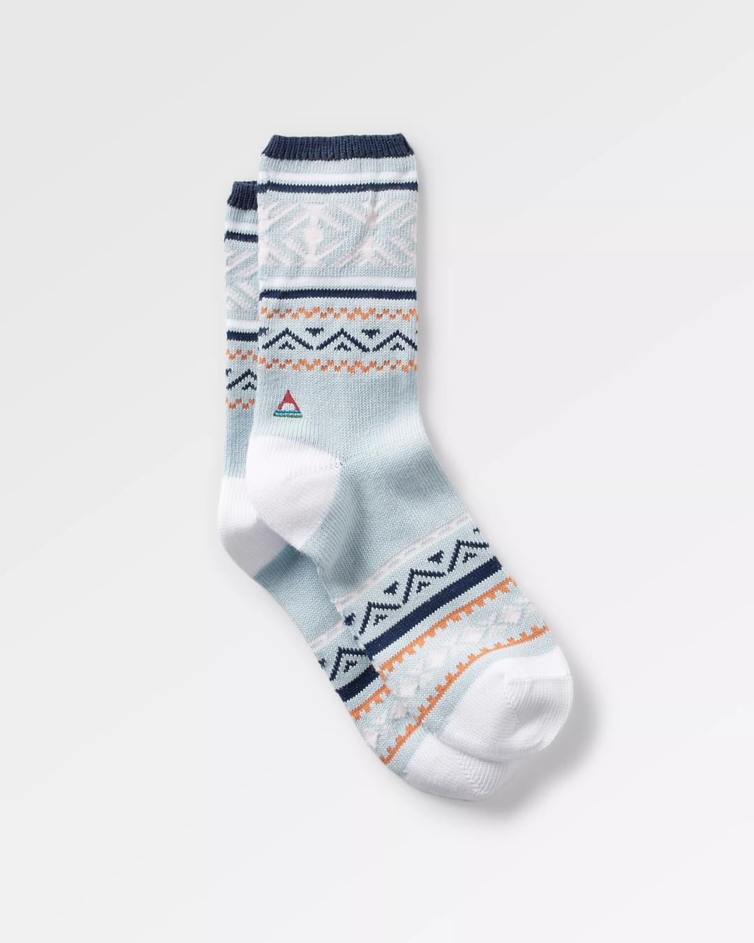 Organic Mid-weight Patterned Socks - Blue Fog