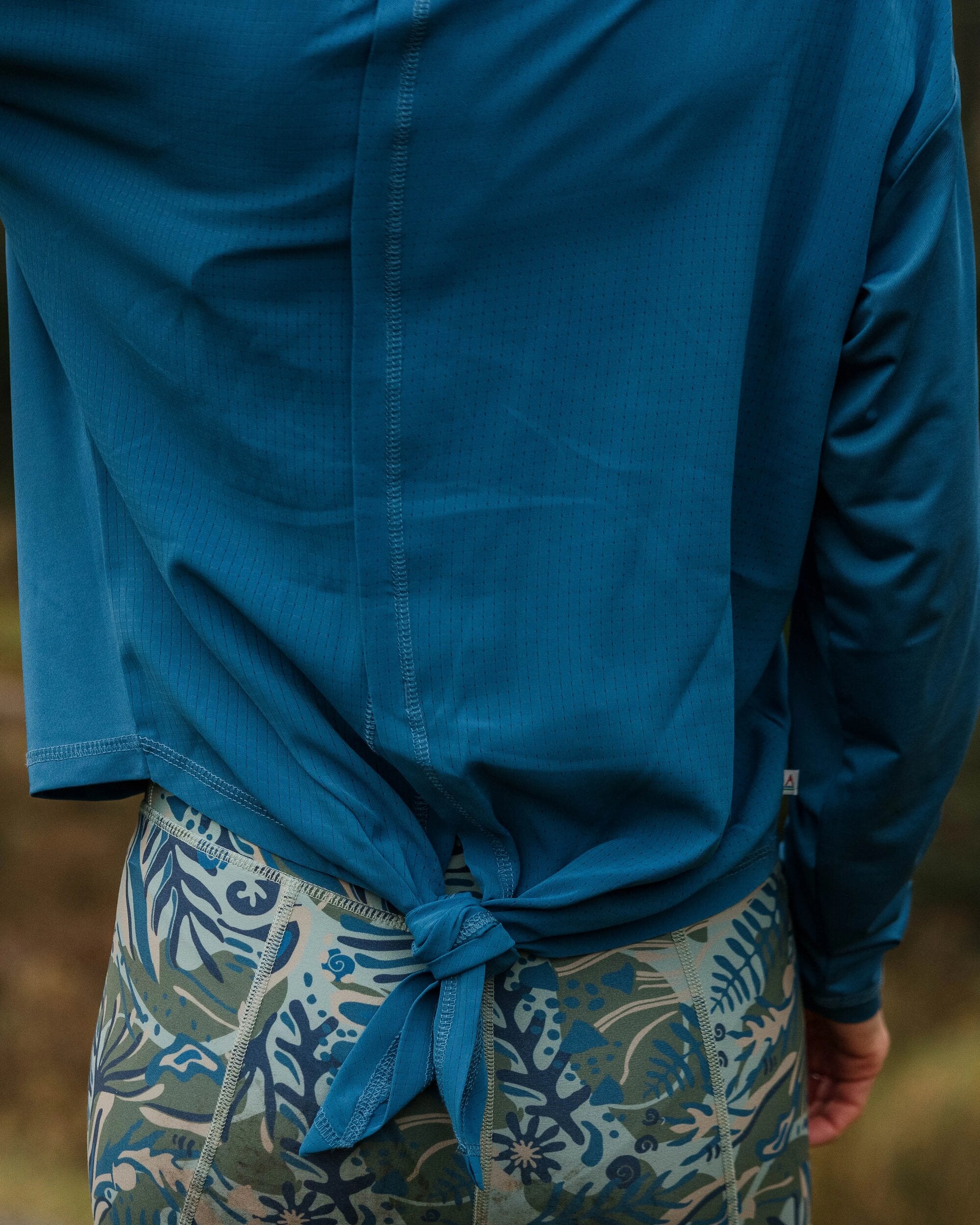 Chakra Tie Back Active LS Recycled T-Shirt - Blue Steel - Lifestyle