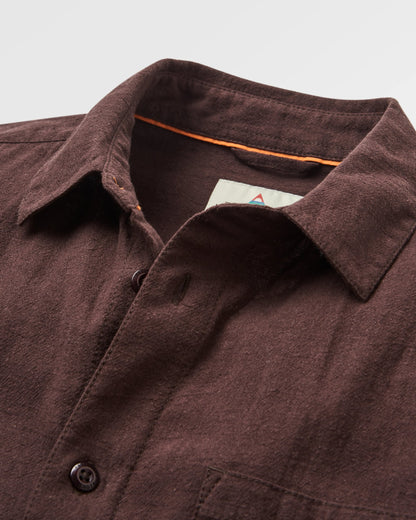 Arica Textured Organic Cotton Shirt - Espresso - Flatlay