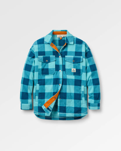 East Recycled Polar Fleece Shirt - Retro Blue Check  - Flatlay