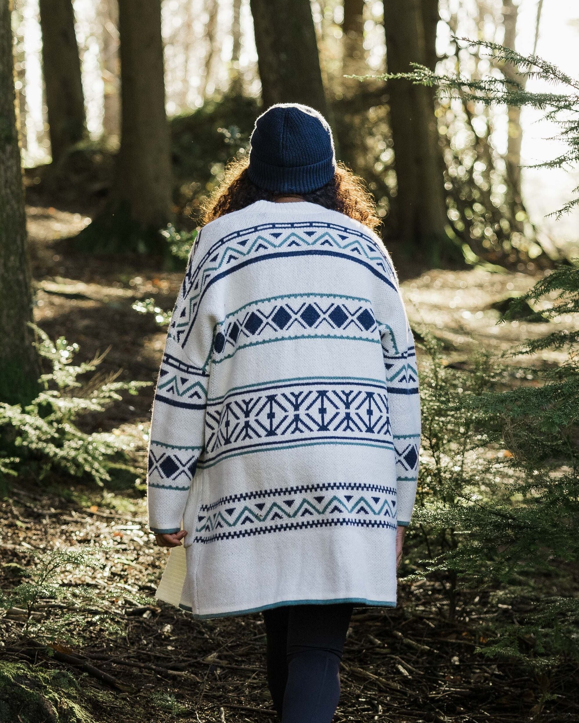 Whimsical Recycled Knit Cardigan - Homespun Stripe Off White - Lifestyle