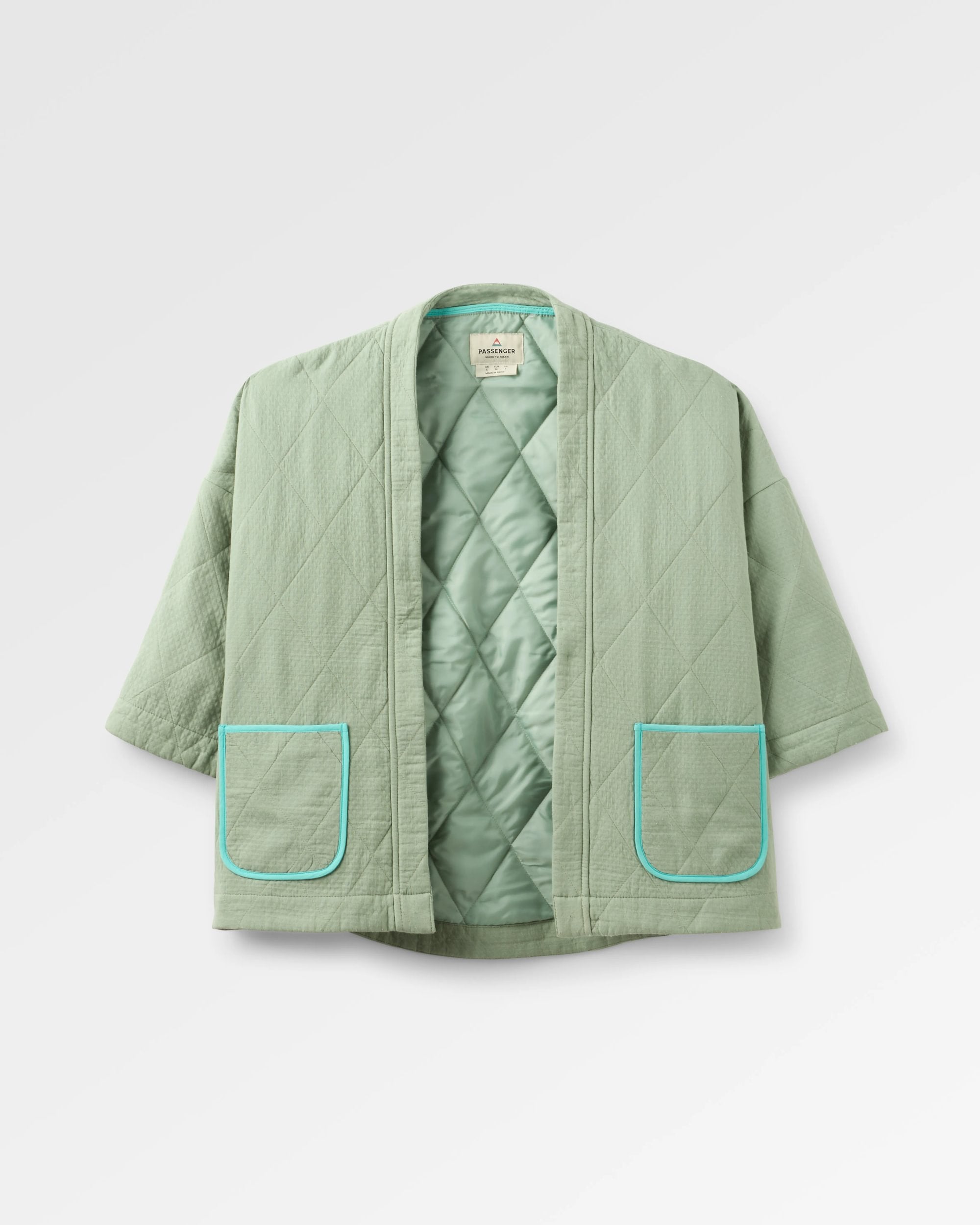 Mira Organic Cotton Quilted Overshirt - Pistachio - Flatlay