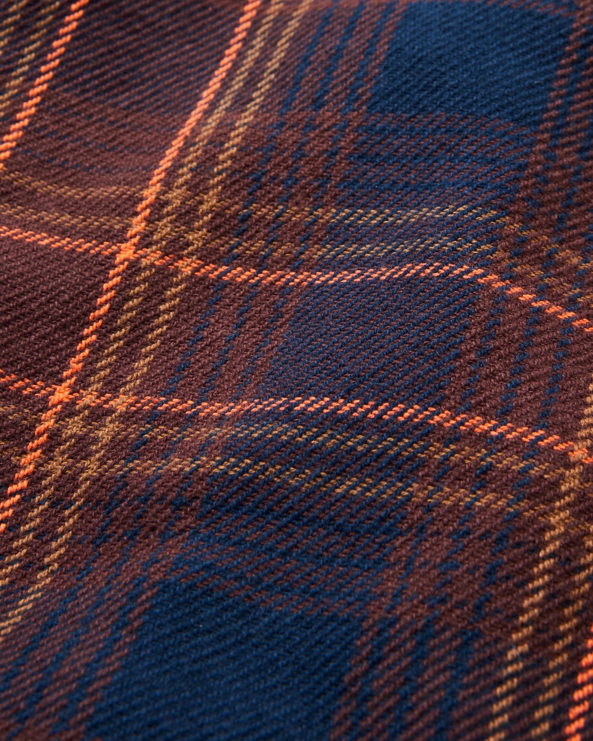 Island Twill Shirt - Rich Navy/Espresso Check - Flatlay