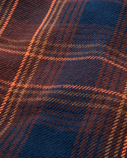 Island Twill Shirt - Rich Navy/Espresso Check - Flatlay