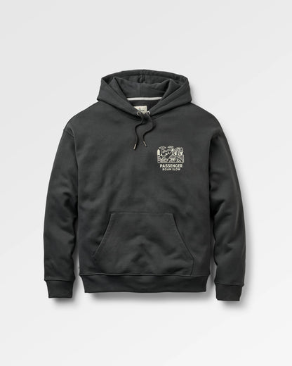 Roam Slow Men's Recycled Cotton Hoodie - Black - Flatlay