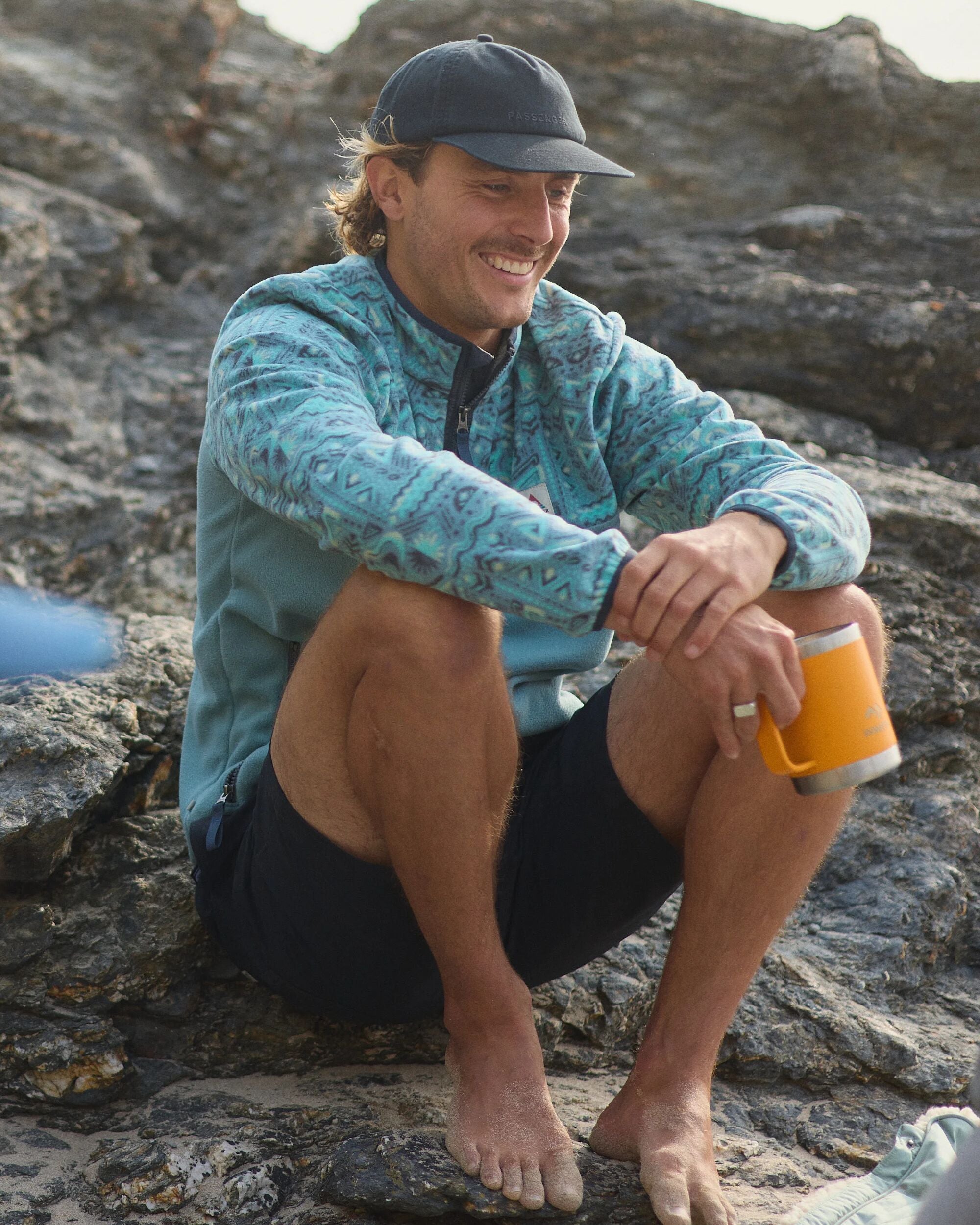 Set Off Recycled 1/4 Polar Fleece - Elemental Geo Arctic - Lifestyle