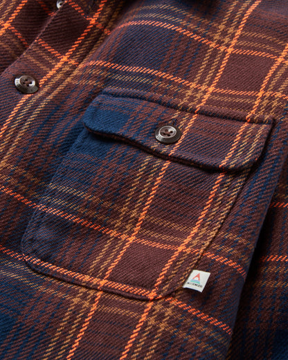 Island Twill Shirt - Rich Navy/Espresso Check - Flatlay