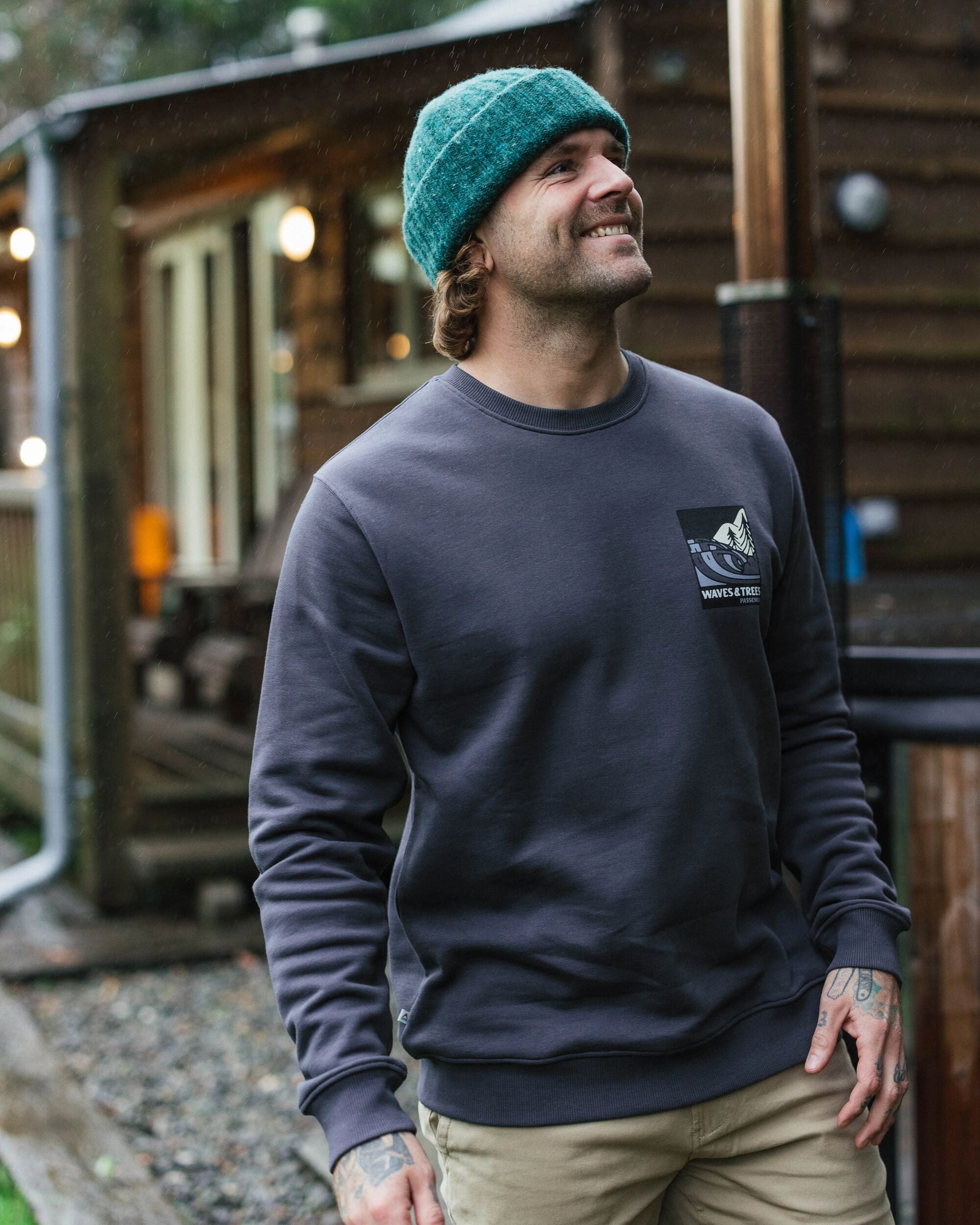 Waves & Trees Organic Cotton Sweatshirt - Charcoal - Lifestyle
