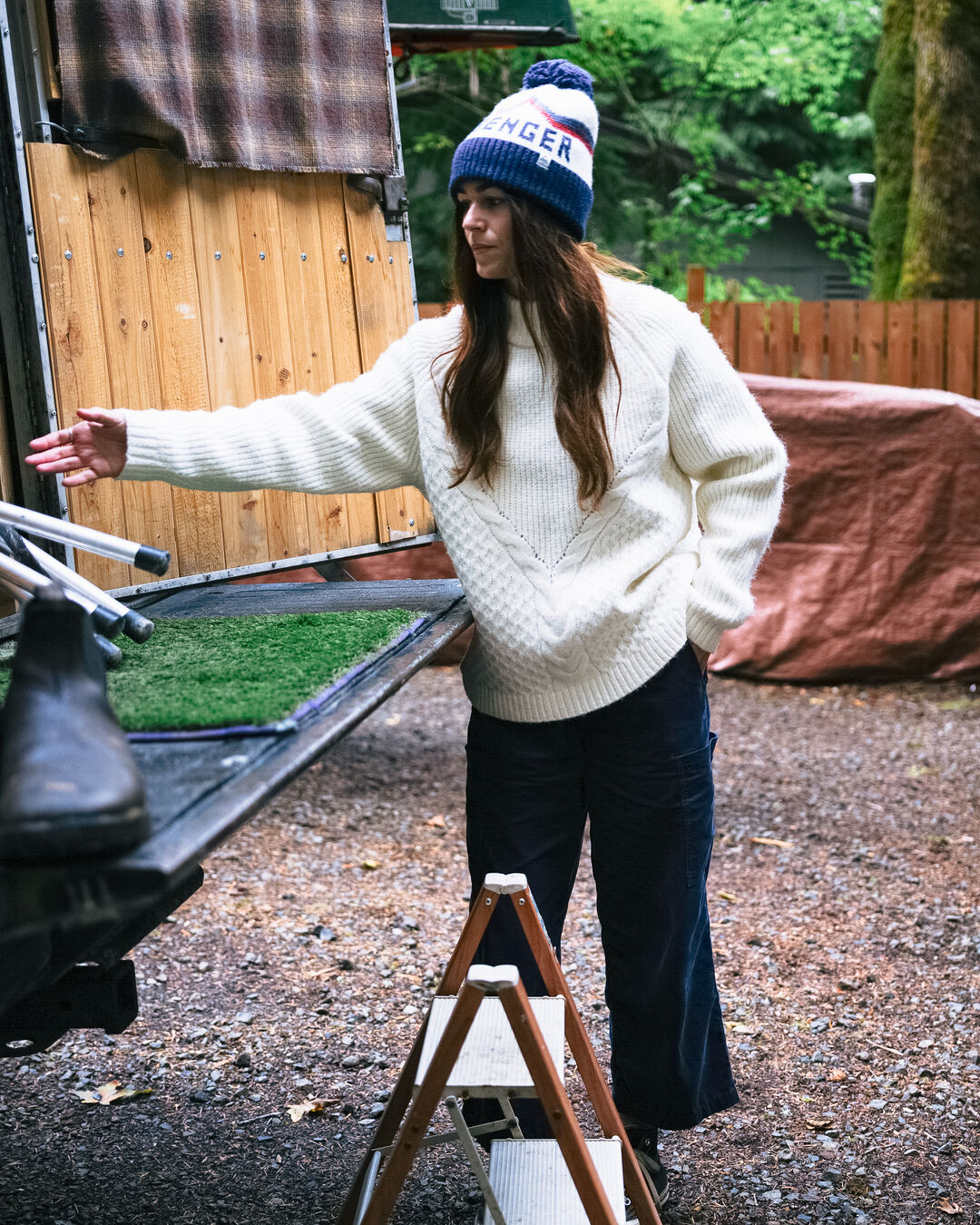 Cozy Cable Recycled Knitted Jumper - Off White - Lifestyle