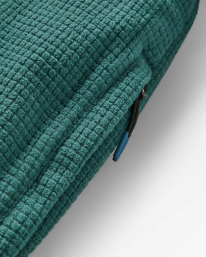 Forestscape Recycled Grid Fleece Hoodie - Deep Ocean - Flatlay