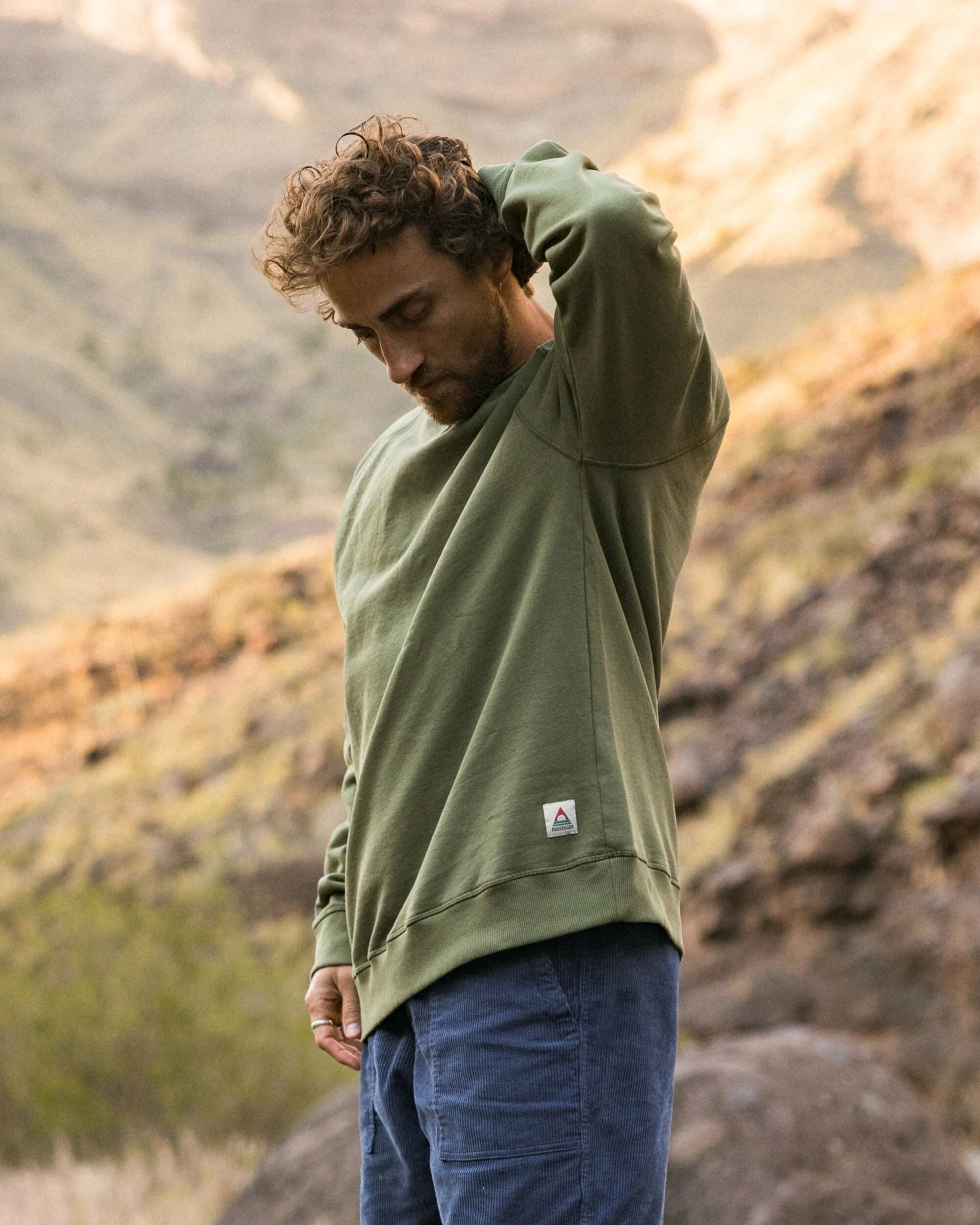 Heritage Recycled Cotton Sweatshirt - Khaki - Lifestyle