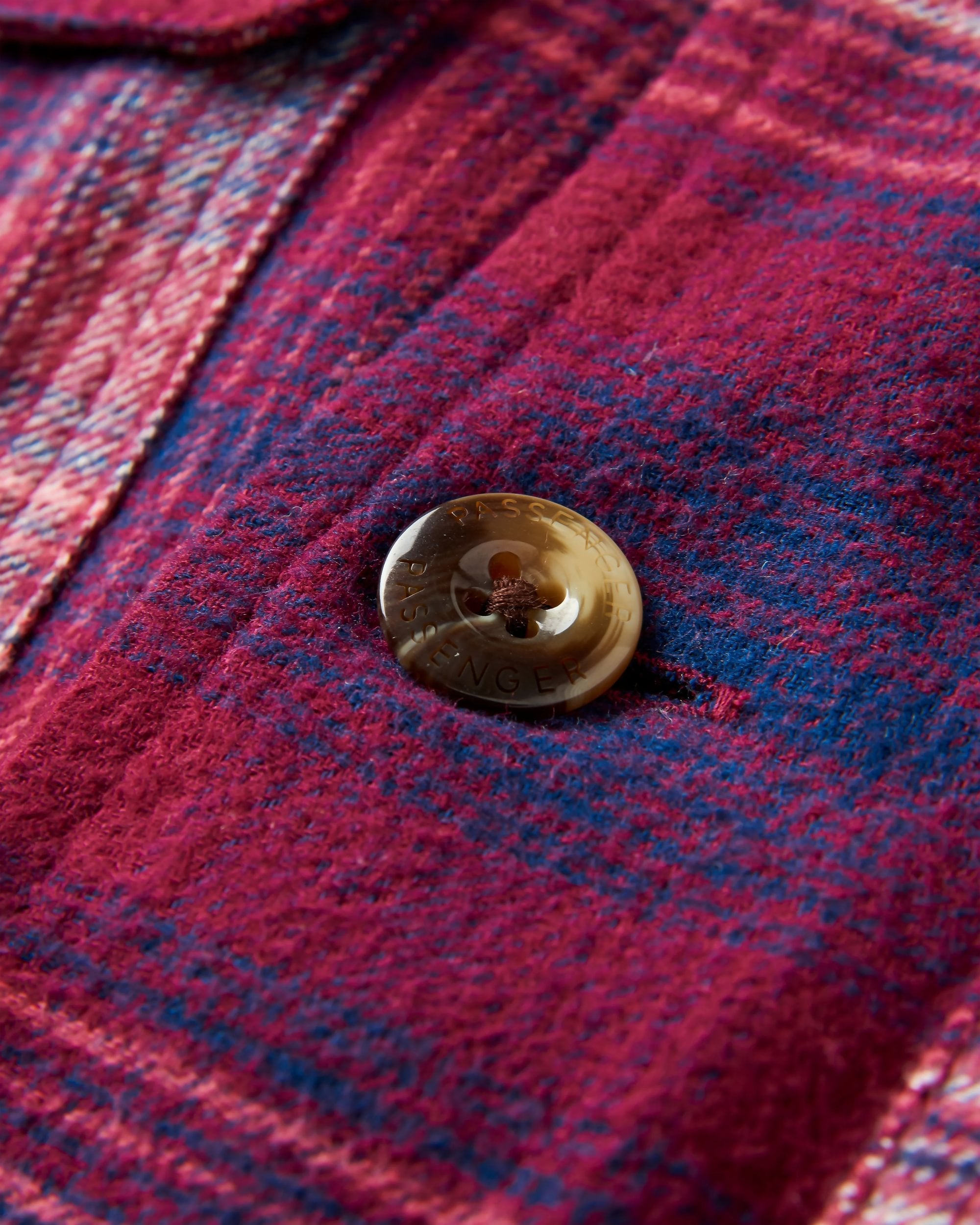 Freestyle Sherpa-Lined Overshirt - Wine/Rich Navy Check - Flatlay