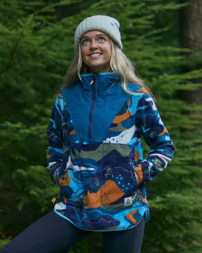 Juana Recycled Polar Hooded Fleece - Adventure Tidal Blue - Lifestyle