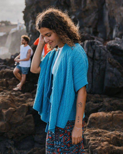 Homely Knitted Cardigan - Bluejay - Lifestyle