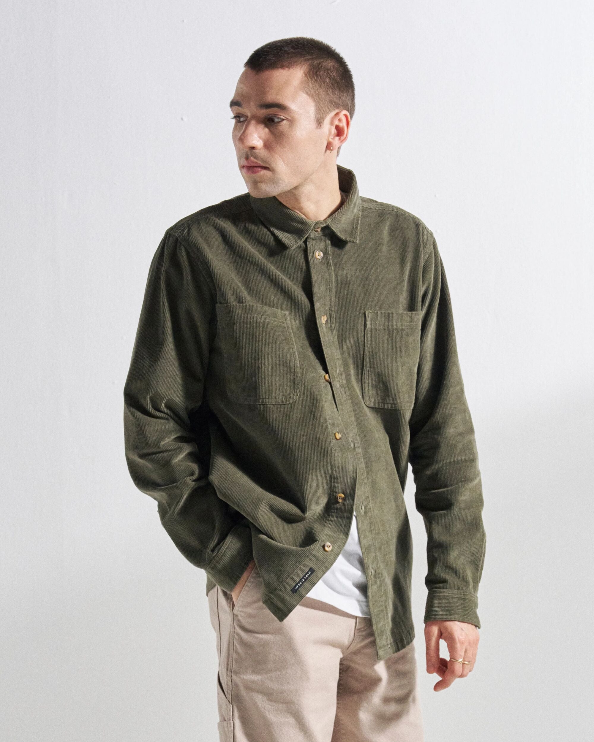 Backcountry Cord Shirt - Dusty Olive - Studio Model