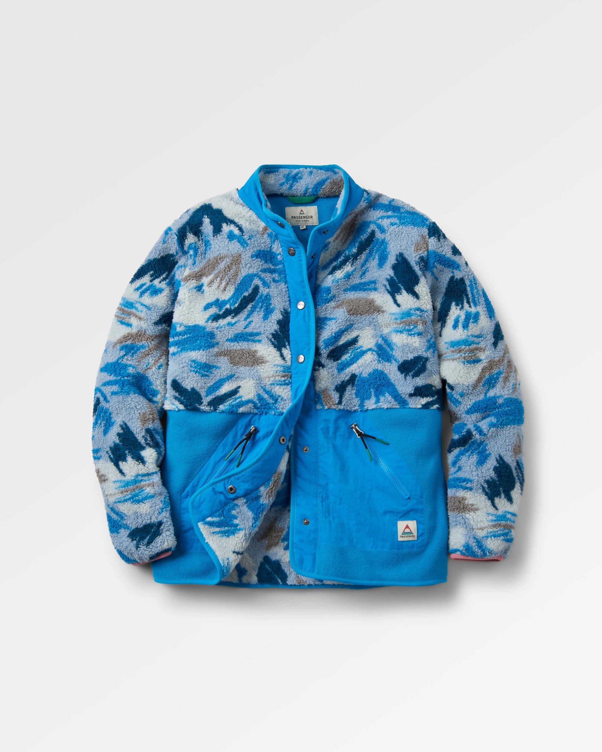 Navegado Recycled Soft-Touch Sherpa Fleece - Abstract Mountain Blue Fog