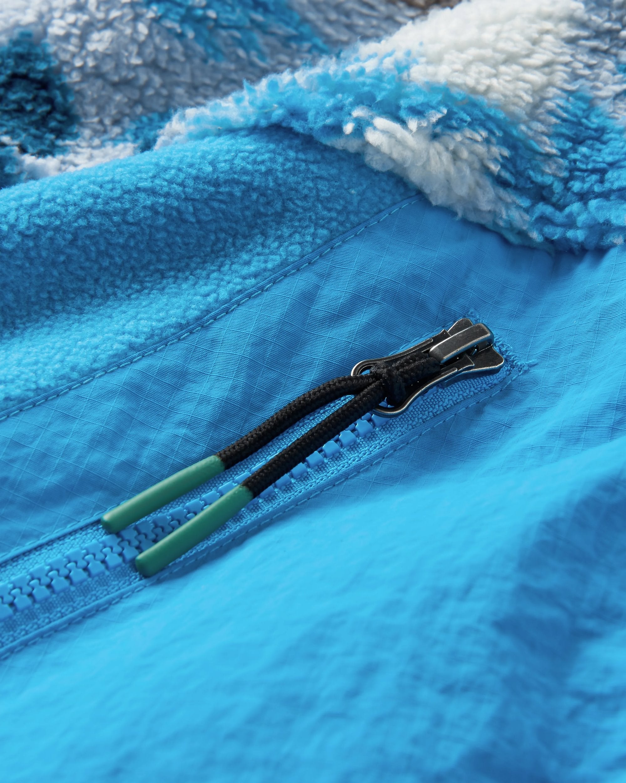 Navegado Recycled Soft-Touch Sherpa Fleece - Abstract Mountain Blue Fog - Flatlay