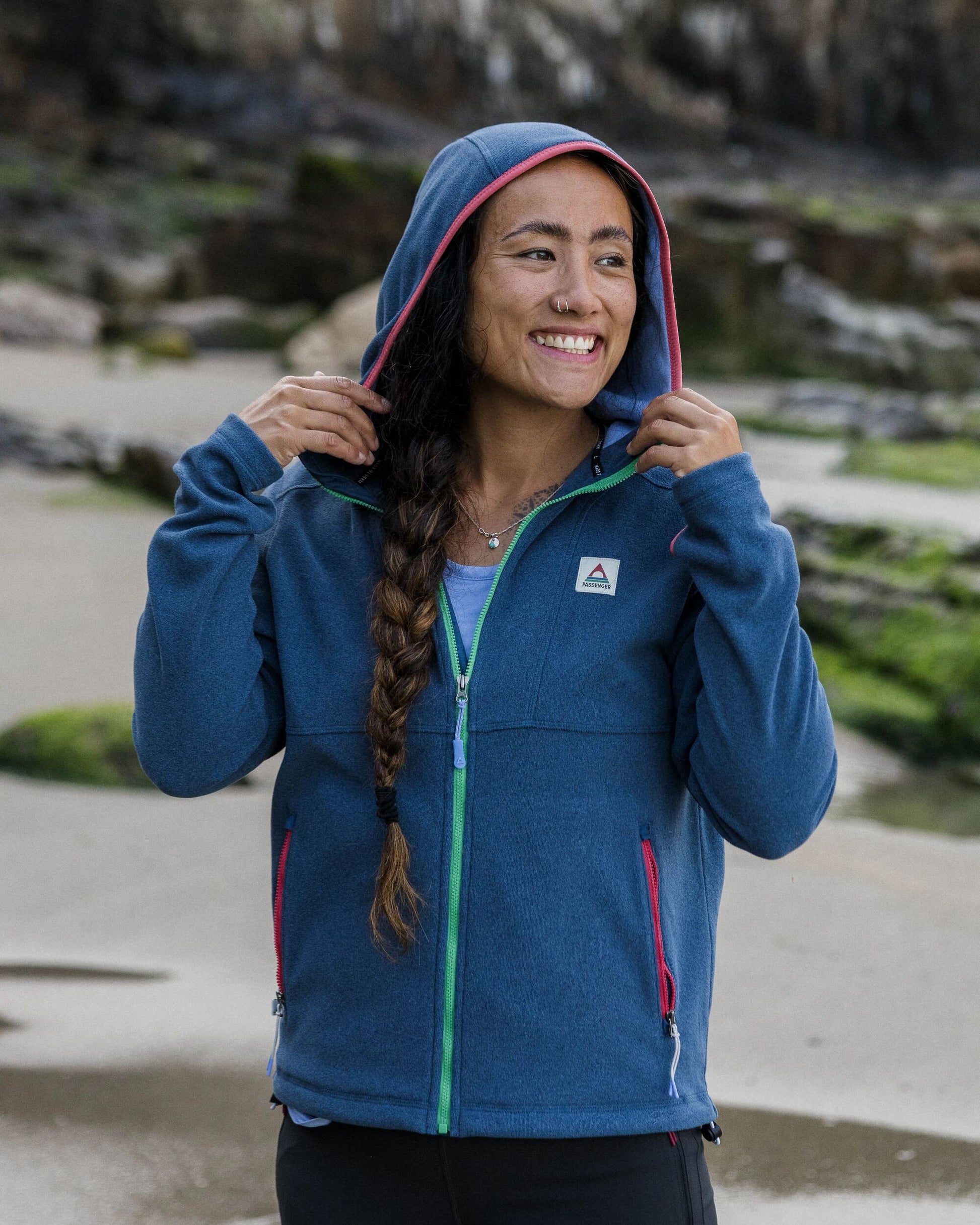 Women's Crest Polartec® Fleece Hoodie - Dark Denim Marl