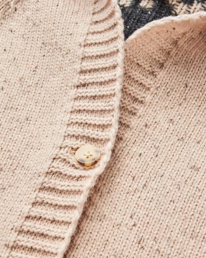 Snoozle Recycled Knitted Hooded Cardigan - Oatmeal - Flatlay