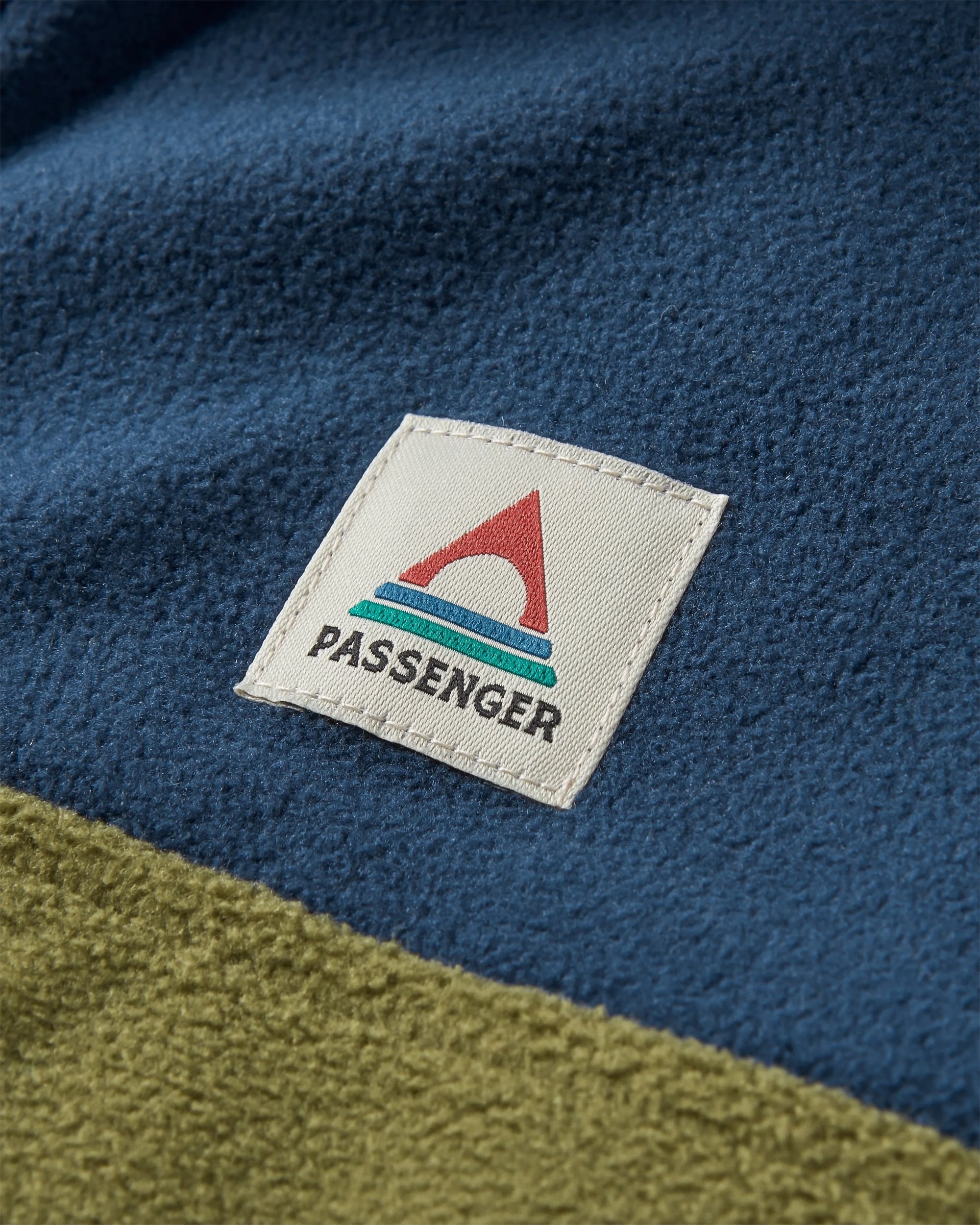 Set Off Recycled Polar 1/4 Zip Fleece - Rich Navy/Khaki - Flatlay