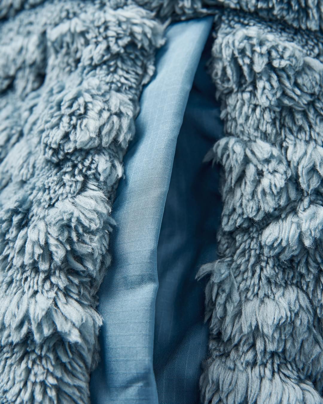 Holistic Sherpa Hooded Fleece - Washed Blue - Flatlay