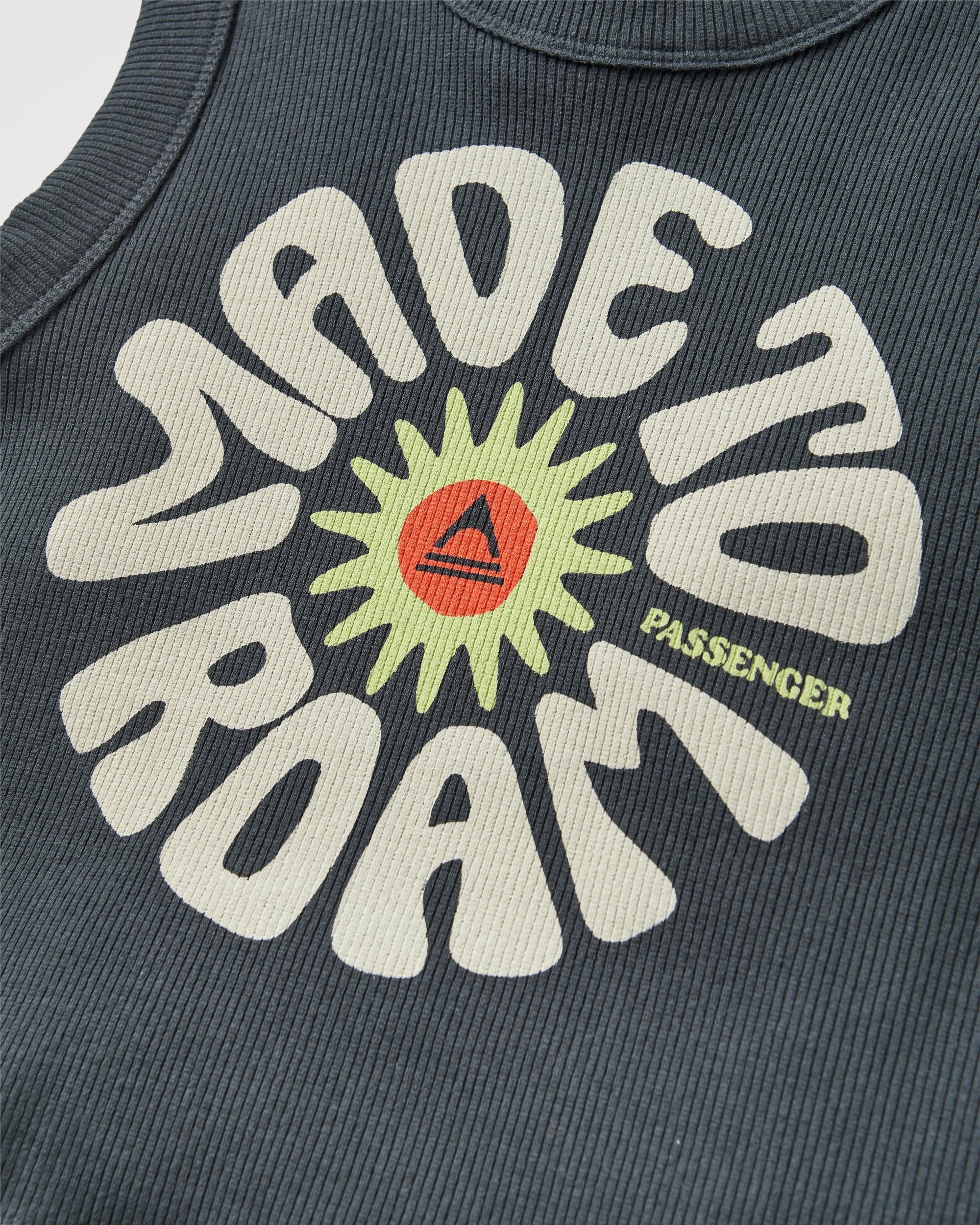 Easy Days Ribbed Graphic Cropped Vest - Black - Flatlay