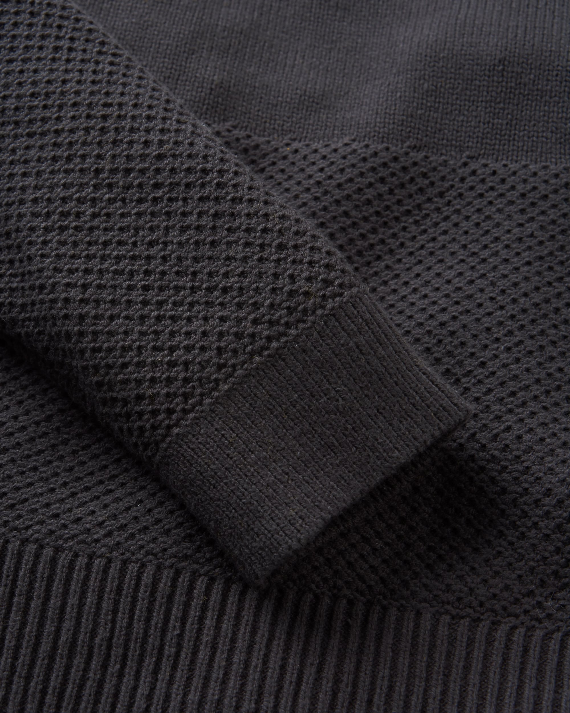 Cove Organic Cotton Knitted Jumper - Black - Flatlay