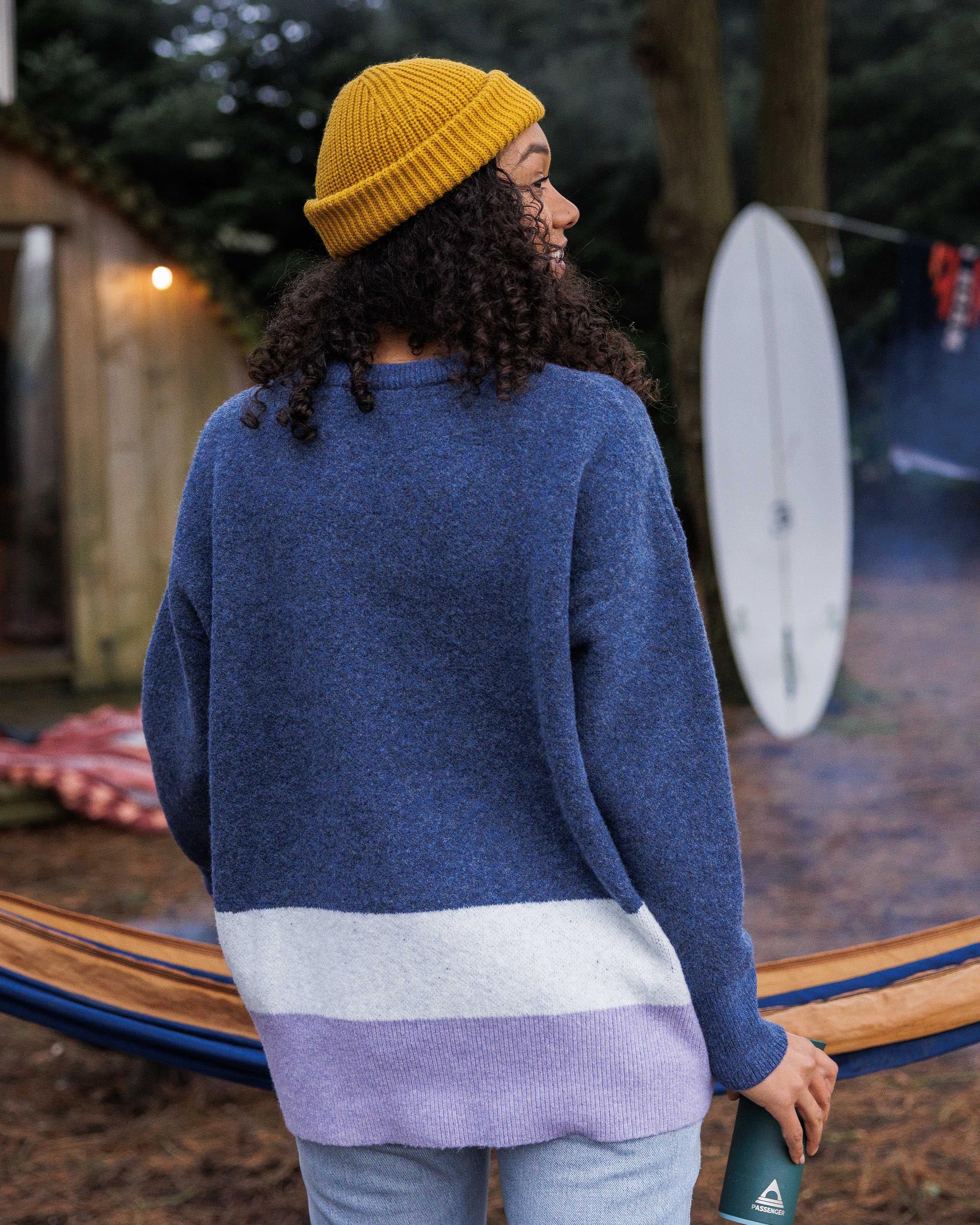 Vista Recycled Knitted Jumper - Dark Denim - Lifestyle