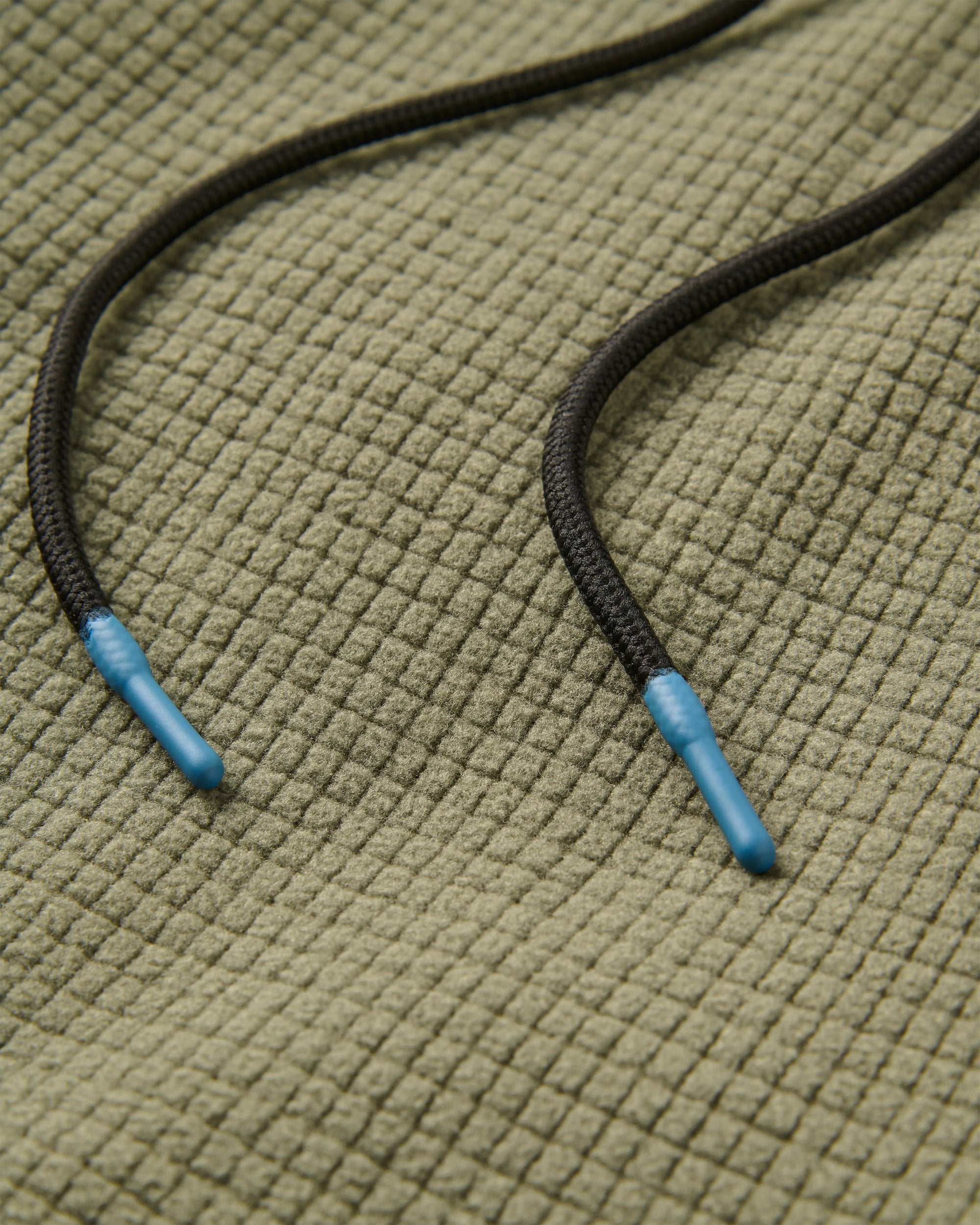 Point Recycled Grid Polar Fleece Hoodie - Dusty Olive - Flatlay