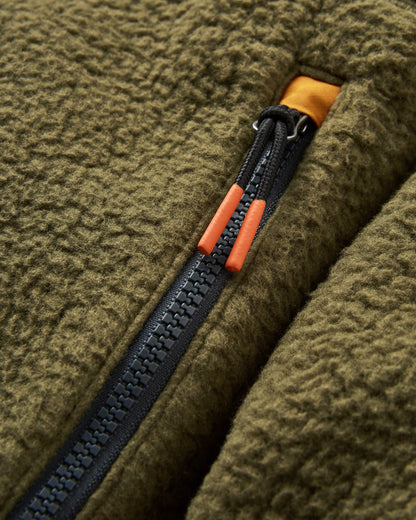 Offgrid 1/2 Zip Recycled Sherpa Fleece - Dark Olive - Flatlay