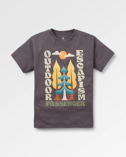 Tall Pines Women's Recycled Cotton T-shirt - Charcoal - Flatlay