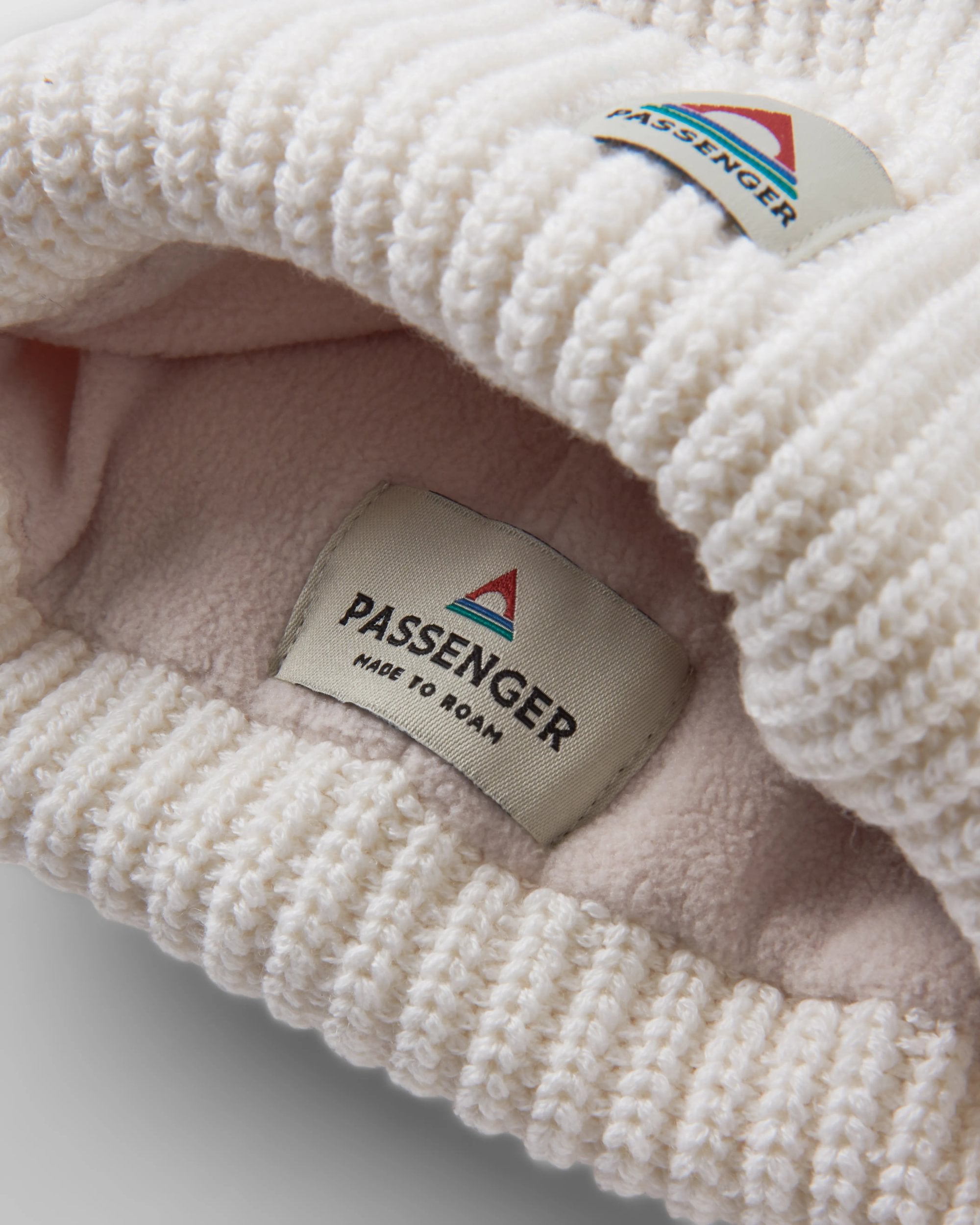 Beechwood Fleece Lined Recycled Beanie - Vintage White - Flatlay