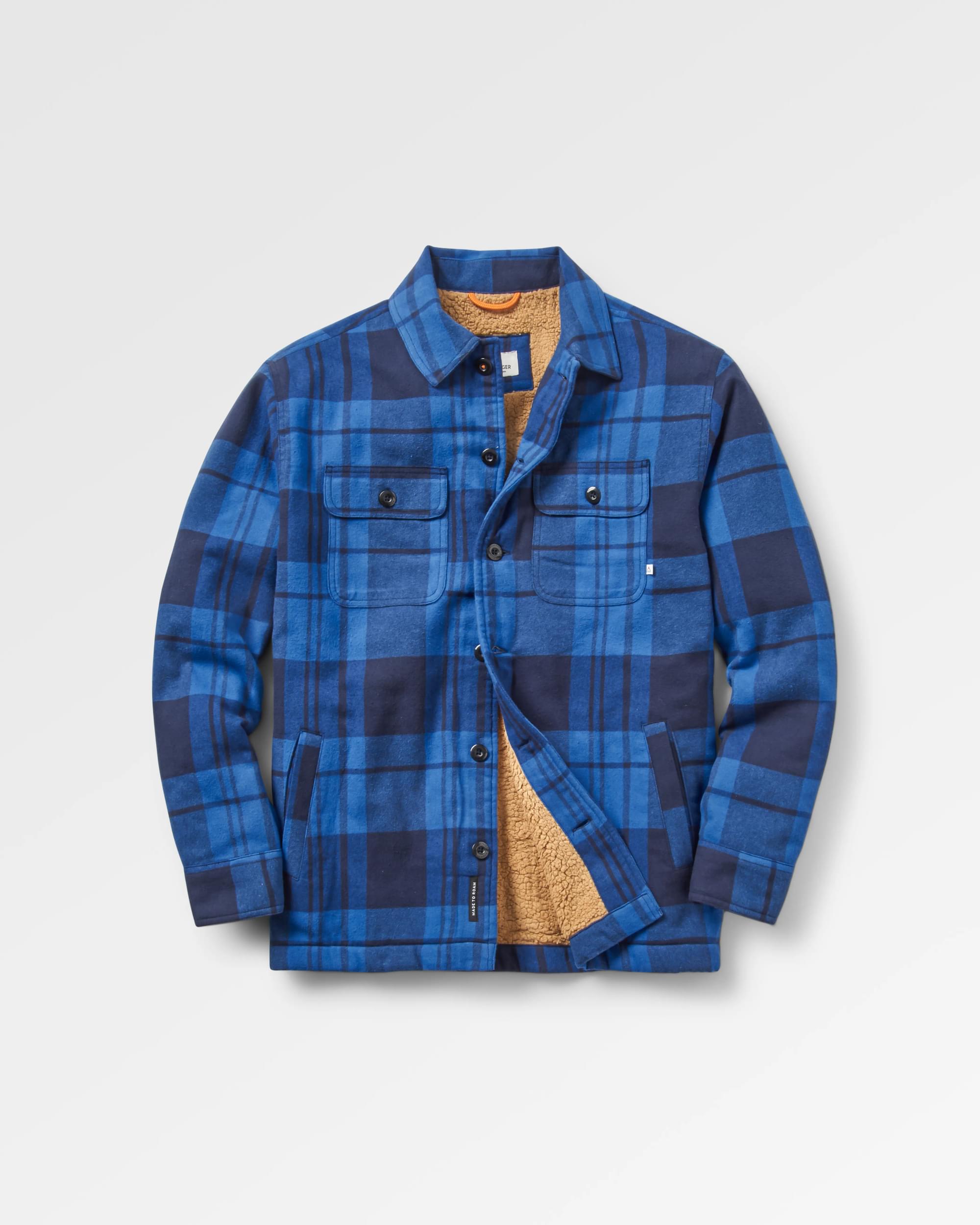 Freestyle Sherpa-Lined Overshirt - True Blue - Flatlay